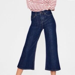 Boden The York Dark Blue Flare Crop Jeans 12 R
